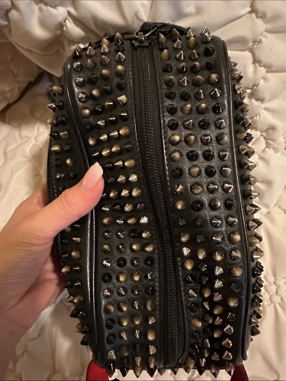 Black Studded Louboutin make up pouch - Picture 6 of 8